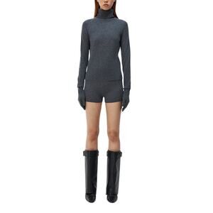 Simkhai Cozy Charcoal Melange Dita Gloved Turtleneck Sweater Size S